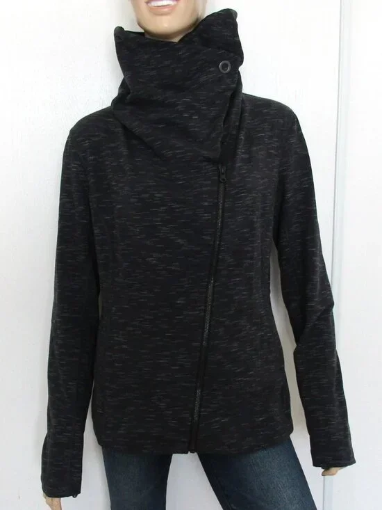 LUCY Athletic Jacket Size Large Black Full Zip with Snap Neck - Picture 2 of 8